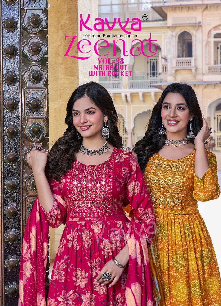 kavya zeenat vol 28 series 28001-28010 capsule foil print wholesale suit 