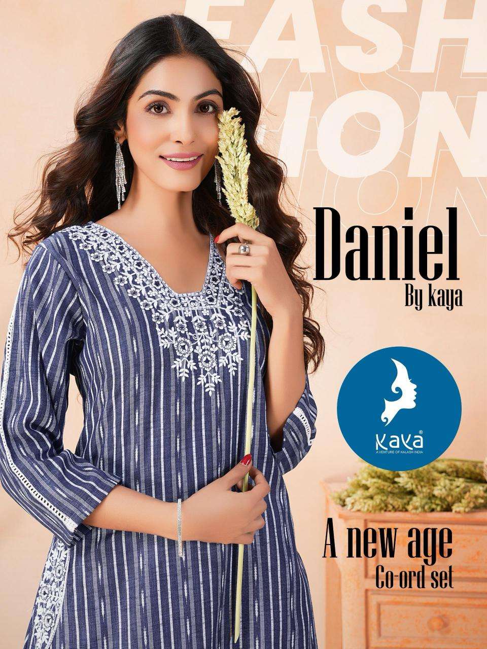 kaya daniel series 01-06 denim butta readymade stylish kurti with pant