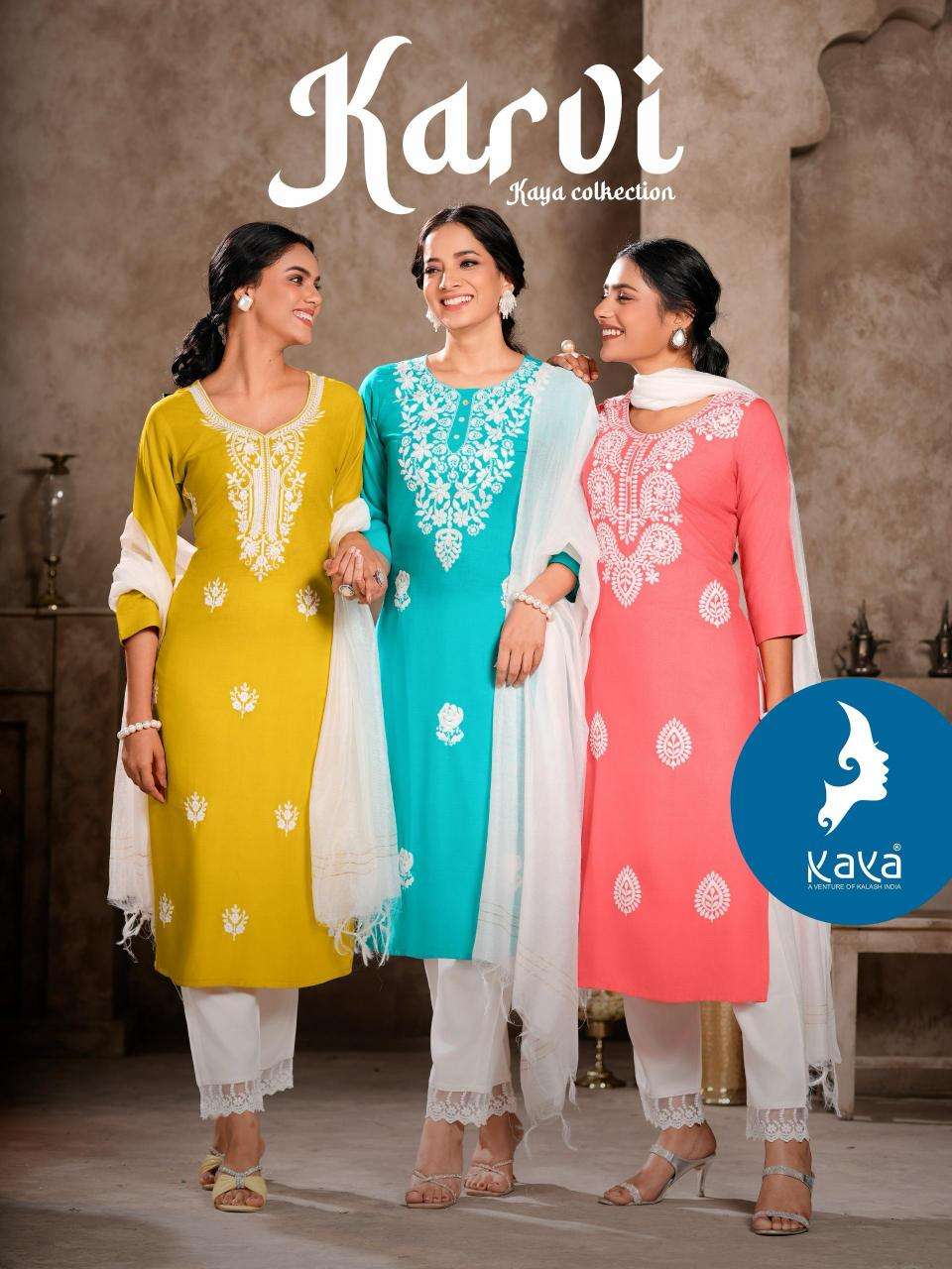Kaya karvi series 01-06 fancy rayon wholesale suit