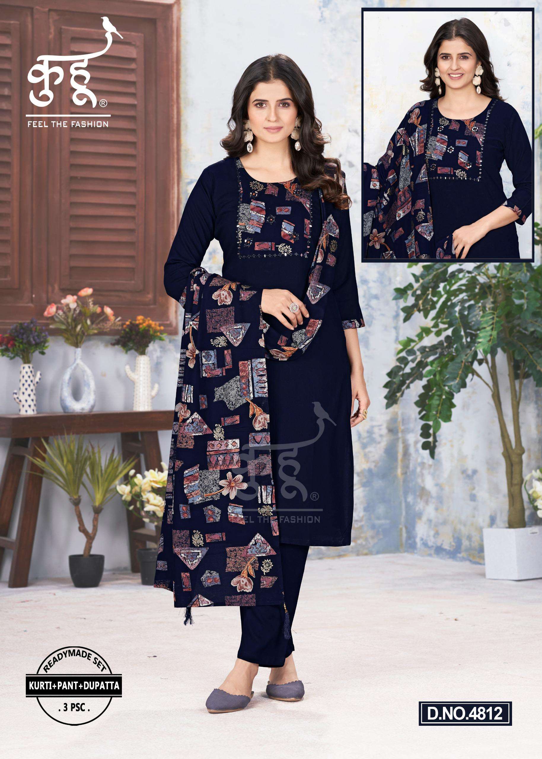 Kuhu designer rinkle rayon wholesale suit