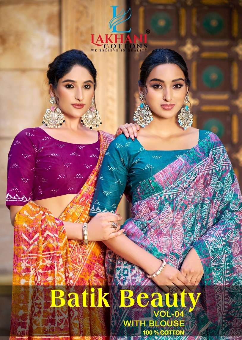 Lakhani batik beauty vol 4 series 401-420 cotton wholesale saree