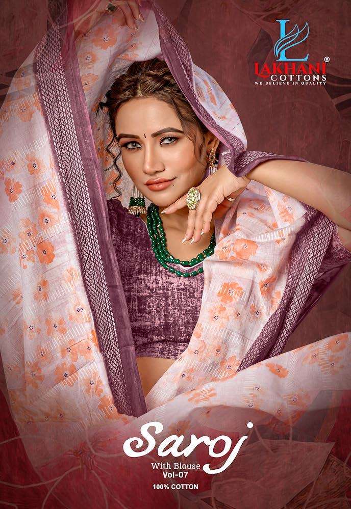 Lakhani saroj vol 1 series 7001-7020 cotton wholesale saree