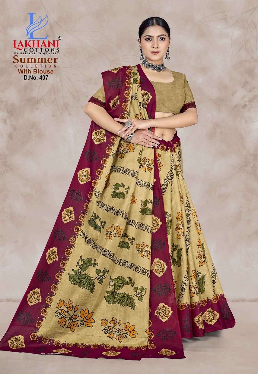 Lakhani summer collection vol 4 series 401-420 cotton wholesale saree