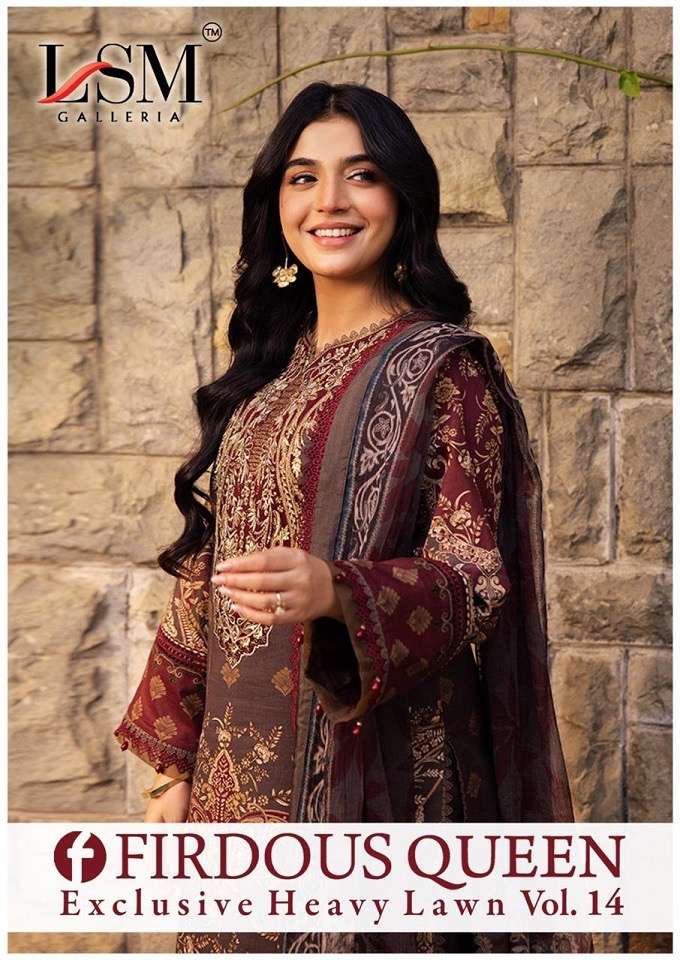 Lsm firdous queen vol 14 series 141-146 lawn cotton wholesale suit