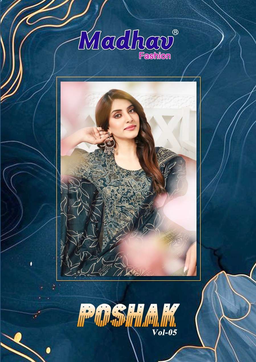 Madhav Poshak Vol-5 series 1001-1010 Pure Cotton wholesale suit 