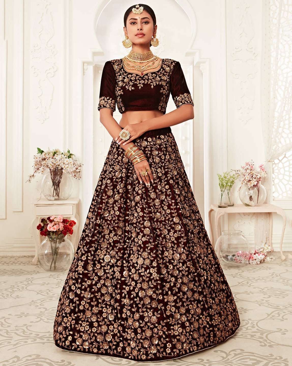 Majestic designer pure velvet wholesale lehenga