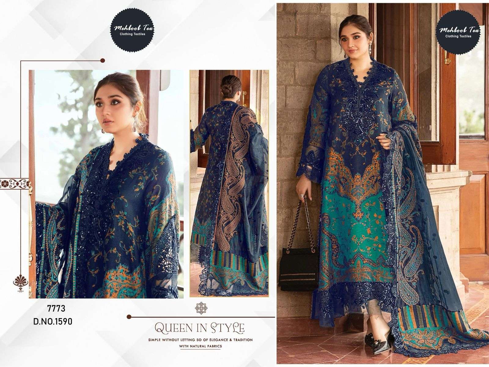 Mehbbob tex 1590 designer pure cotton print wholesale suit 