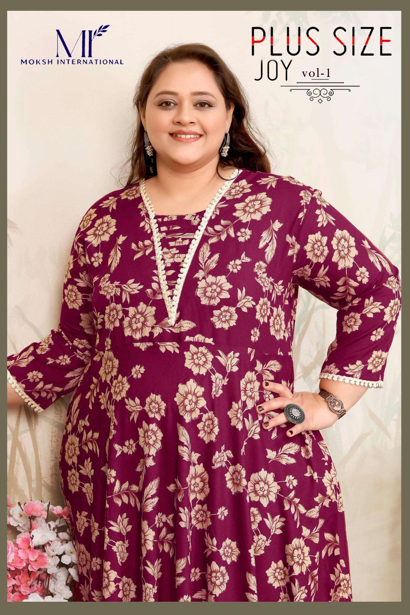 MOKSH PLUS SIZE JOY VOL-1 series 8649-8652 primium riyon wholesale kurti
