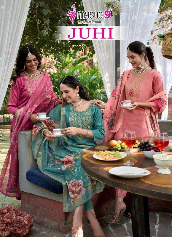 Msytic9 juhi vol 1 series 1001-1008 gaji silk wholesale suit