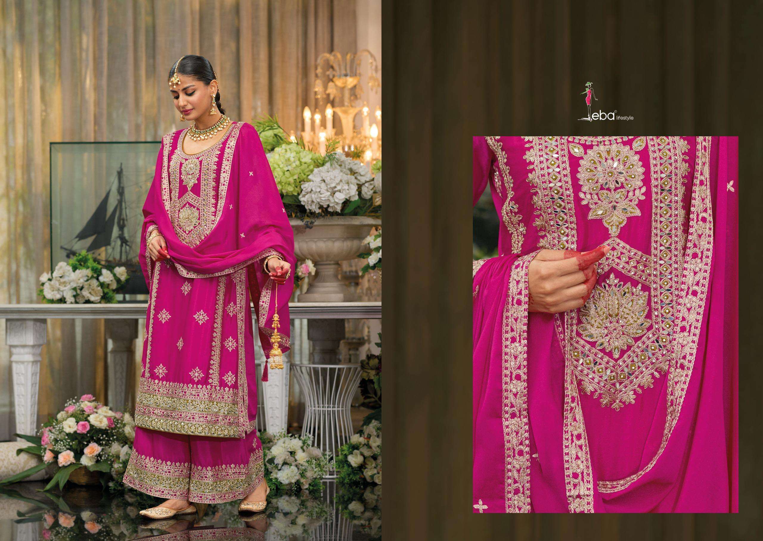 Muskat - 2 HIT DESIGN hevey Chinon with emboidery work wholesale suit 
