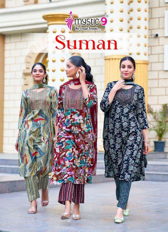 mystic 9 suman vol 3 series 3001-3008 RAYON wholesale suit