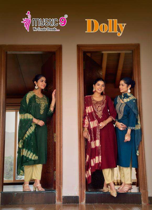 mystic9 dolly vol 8 series 6001-6008 rayon dobby wholesale suit