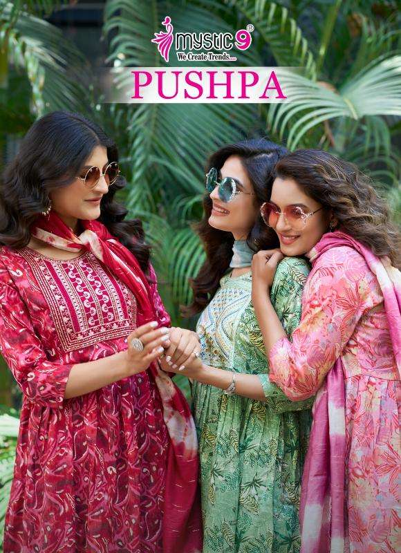 mystic9 pushpa vol 5 series 5001-5008 rayon capsule wholesale suit 
