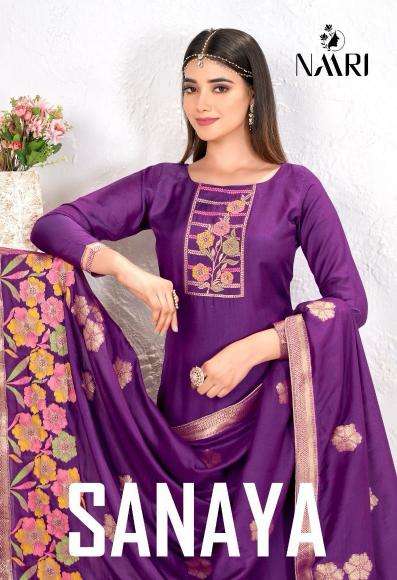 naari sanaya series 128001-128004 muslin viscose jacquard wholesale suit 