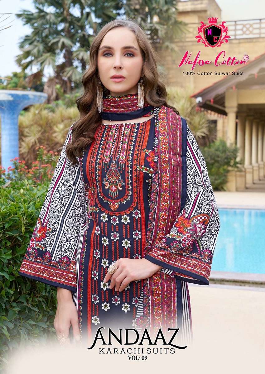 Nafisa Andaaz Vol-9 series 9001-9006 Heavy Soft Cotton wholesale suit 