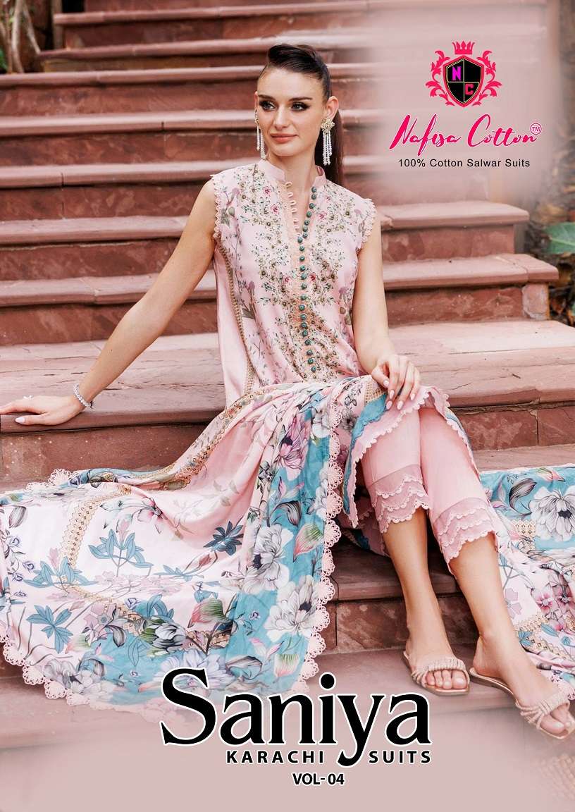 Nafisa Saniya Vol-4 series 4001-4006 Heavy Soft Cotton wholesale suit  