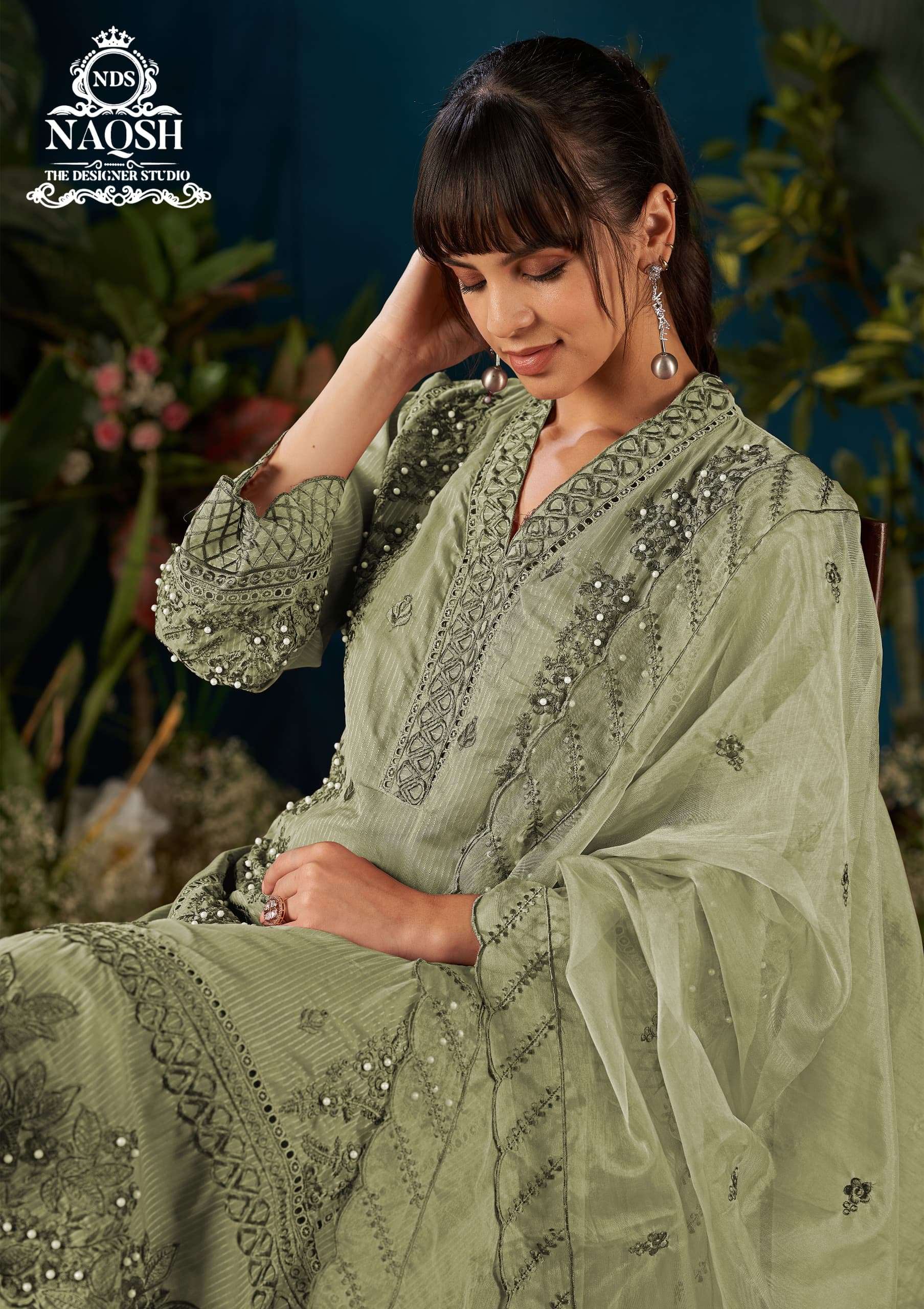 NAQSH THE DESIGNER STUDIO 15022 organza wholesale suit