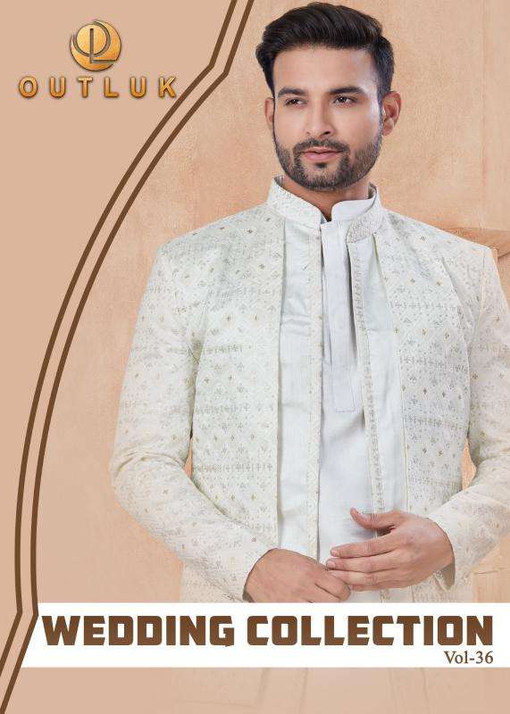 Outluk premium series wedding vol 36 series 3601-3606 silk mens kurta