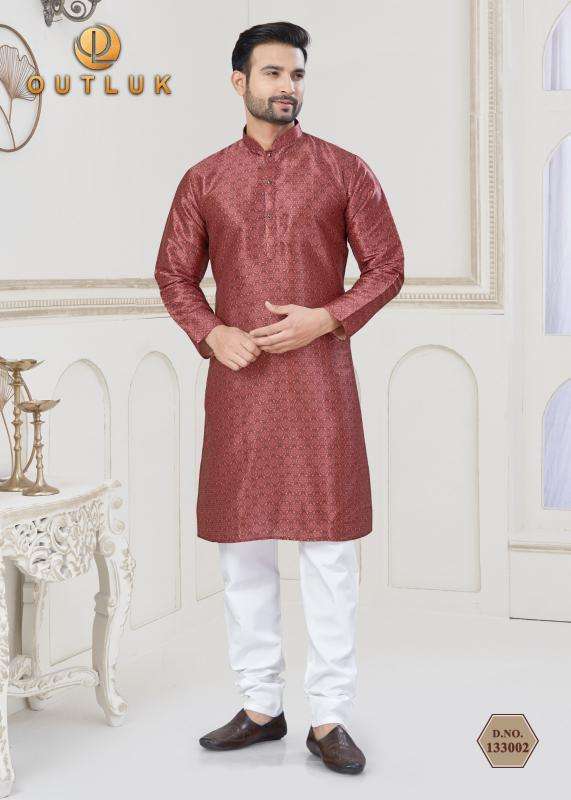 Outluk Vol 133 series 13301-13307 Jequard Silk Digital Printed Mens Kurta Pajama