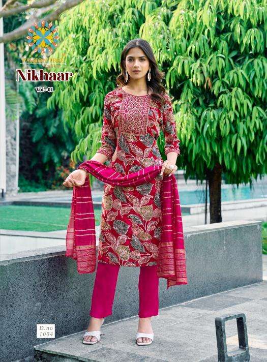 Passion tree nikhar vol 1 series 1001-1008 fancy rayon wholesale suit
