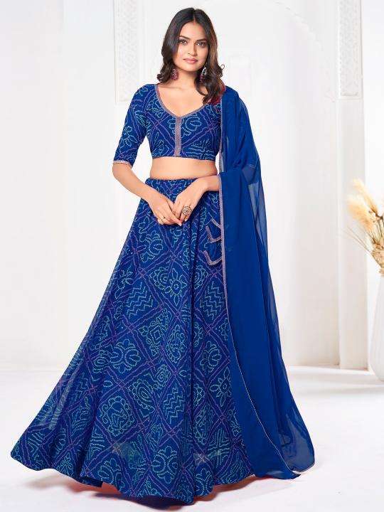 Pr 9 star fashion gulnaz georgette wholesale bandhani print lehenga 