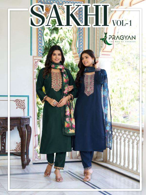 Pragyan sakhi vol 1 series 1001-1006 roman silk wholesale suit