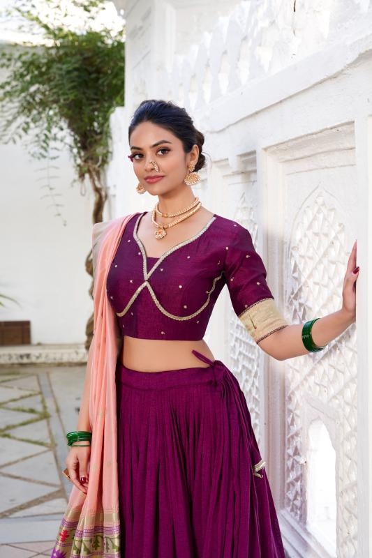 pranathi lnb2016 vichitra silk half saree stitch lehenga unstitch blouse