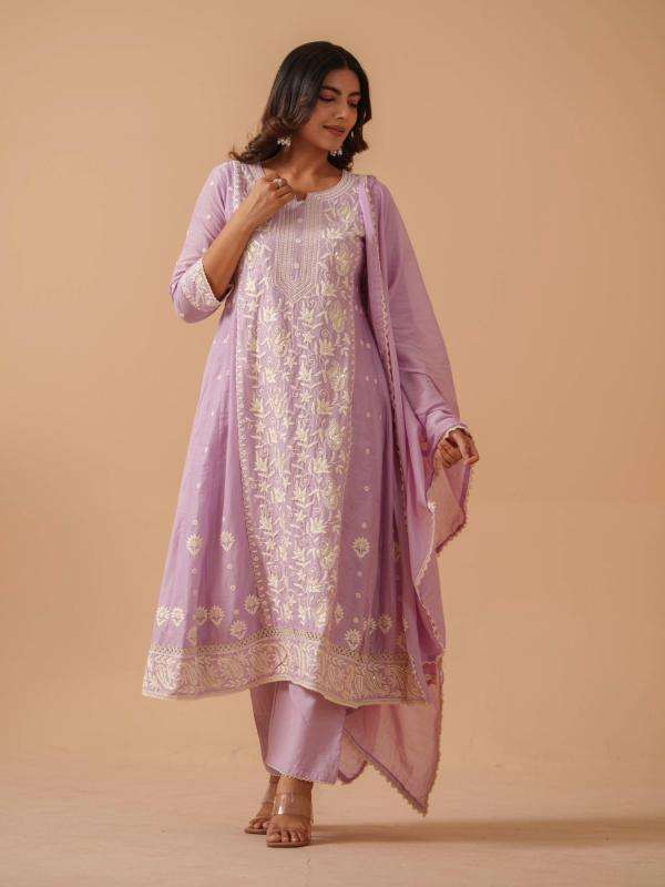 Psyna readymade cotton anarkali chikankari wholesale suit
