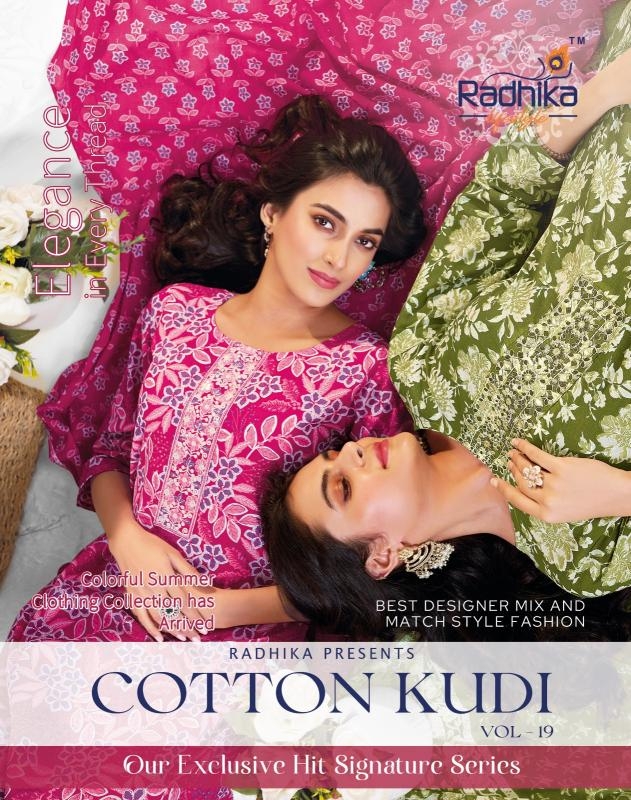 radhika cotton kudi vol 19 series 19001-19008 cotton wholesale suit 