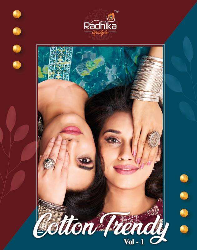 Radhika lifestyle cotton trendy vol 1 series 1001-1008 cotton wholesale readymade suit