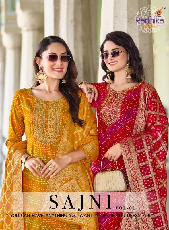 radhika lifestyle sajni series 1001-1006 Rayon Print wholesale suit 