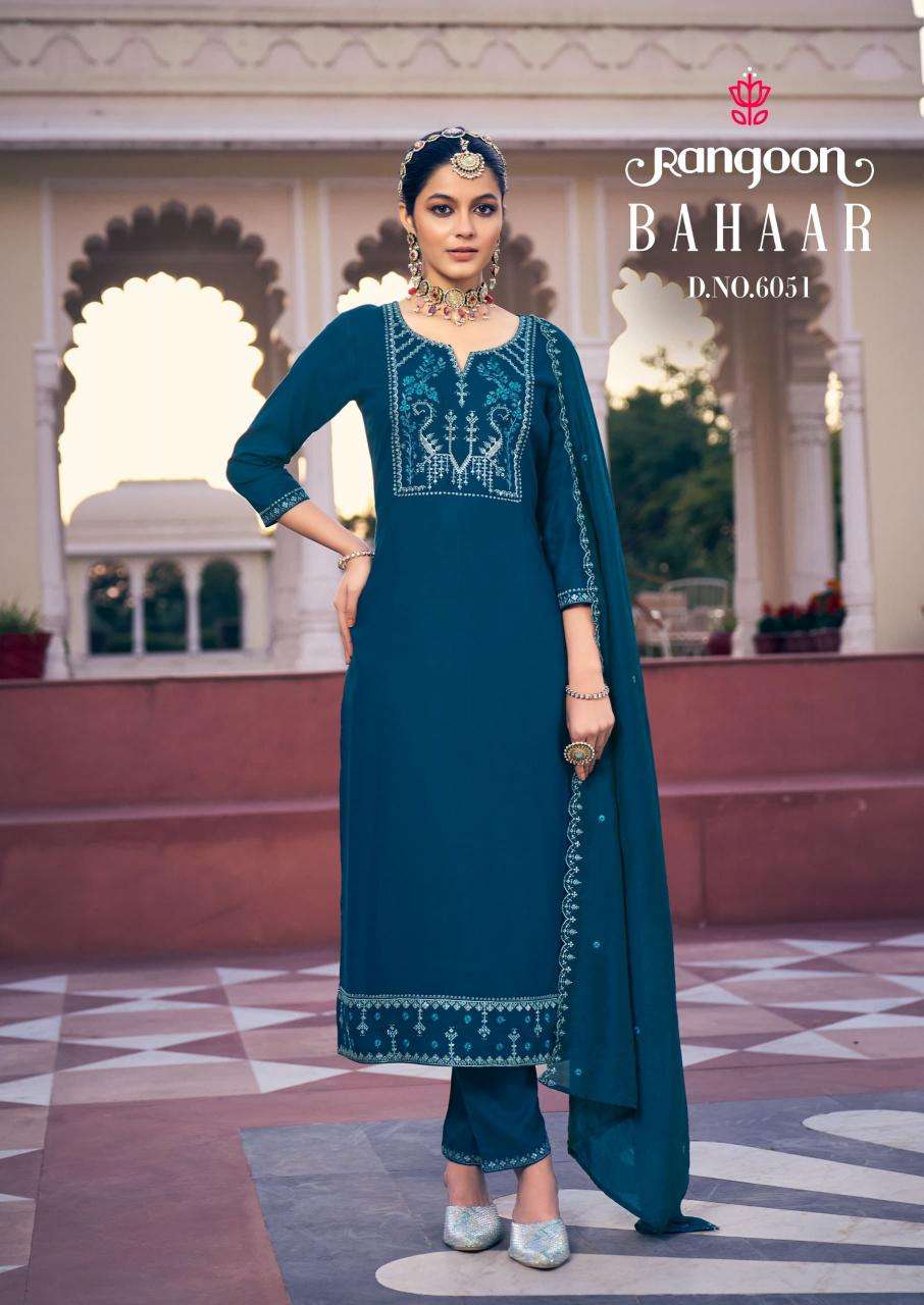 Rangoon bahaar series 6051-6056 rayon wholesale readymade suit