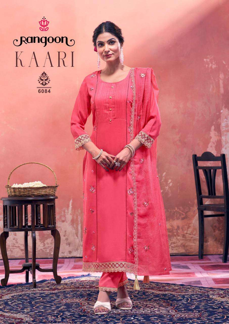 Rangoon kaari series 6081-6084 fancy rayon wholesale suit