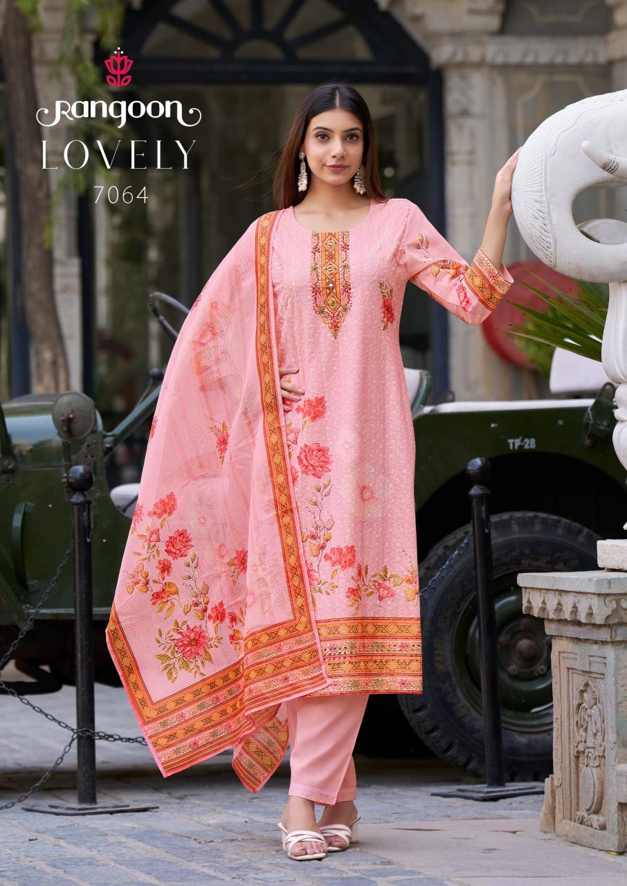rangoon lovely series 7061-7064 cotton chiffly work wholesale suit 