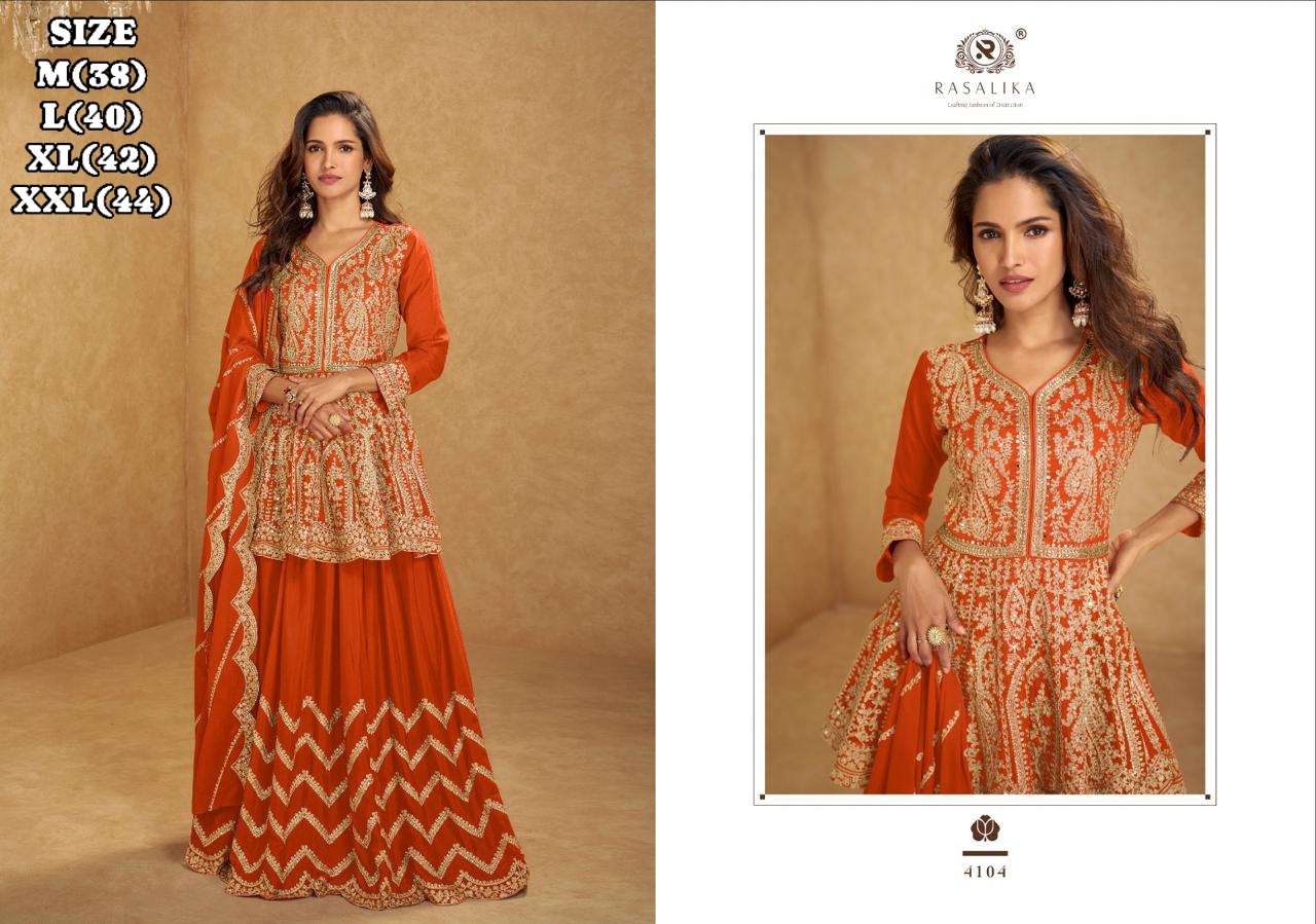 Rasalika Nikhaar Real Chinnon Silk With Embroidery Wholesale Suit