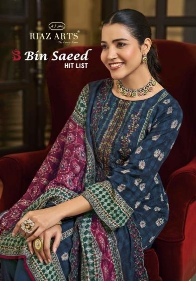riaz arts bin saeed hit list series 401-406 cotton lawn model wholesale suit