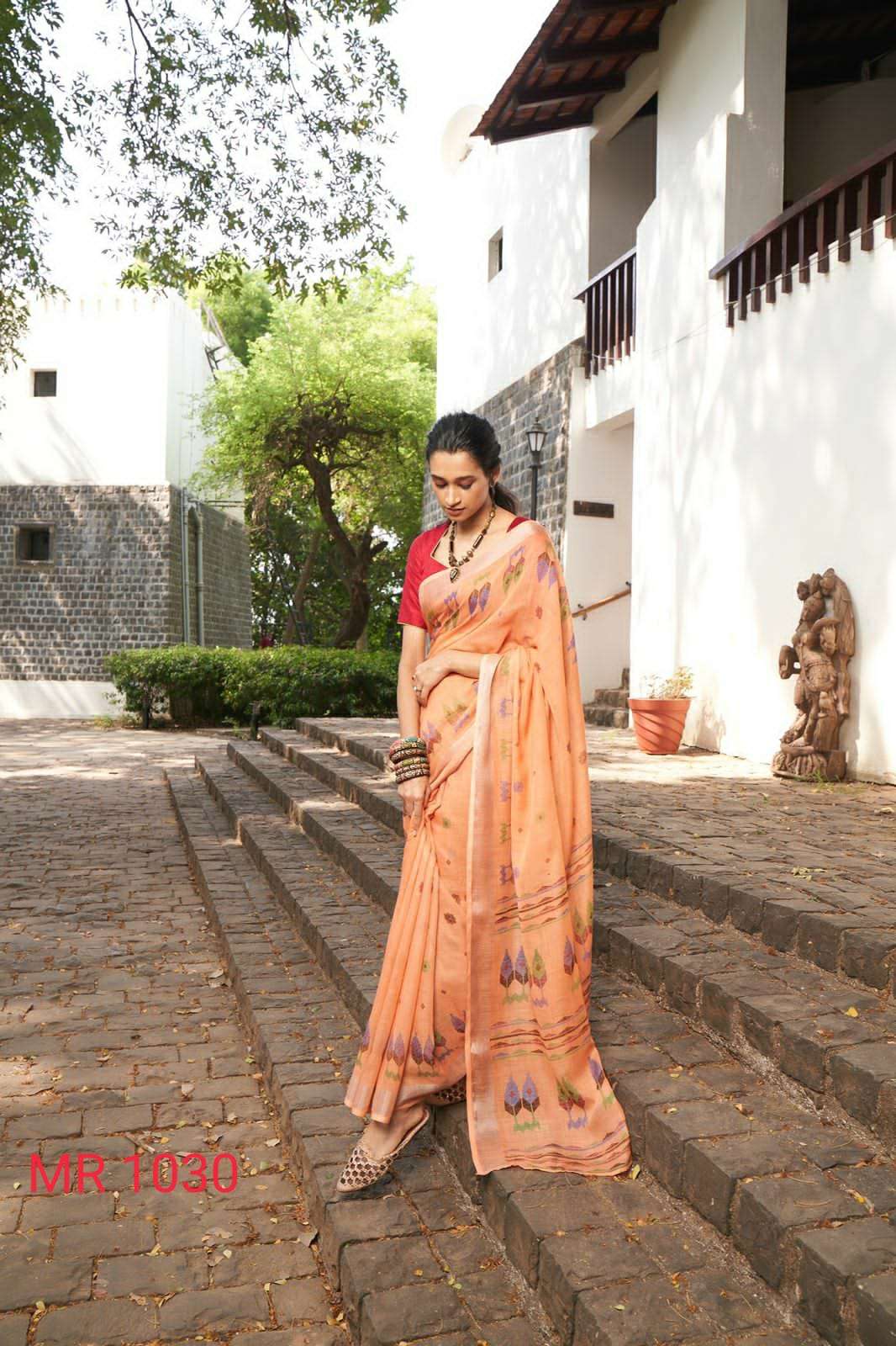 S.R. Mercury vol - 3 PURE LINEN saree WITH HANDWORK BLOUSE