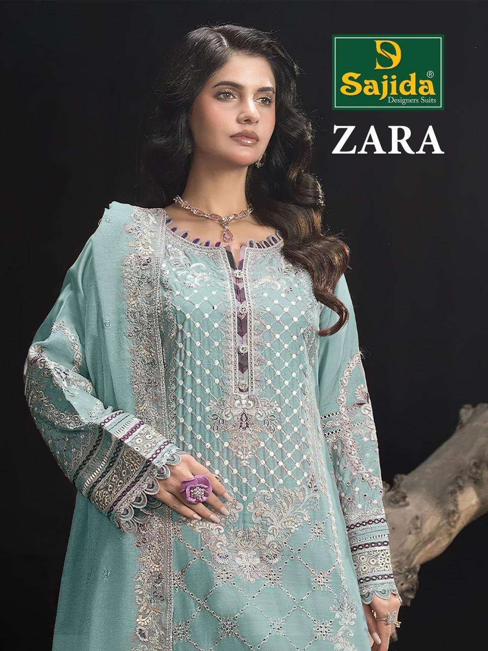 sajida designer zara series 1014 organza wholesale suit 