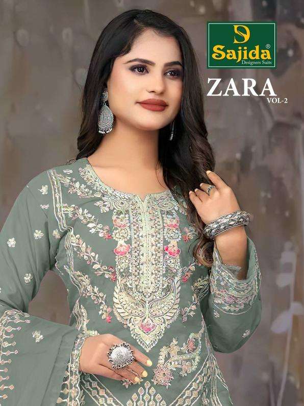 sajida designer zara vol 2 series 1021 ORGANZA wholesale suit 