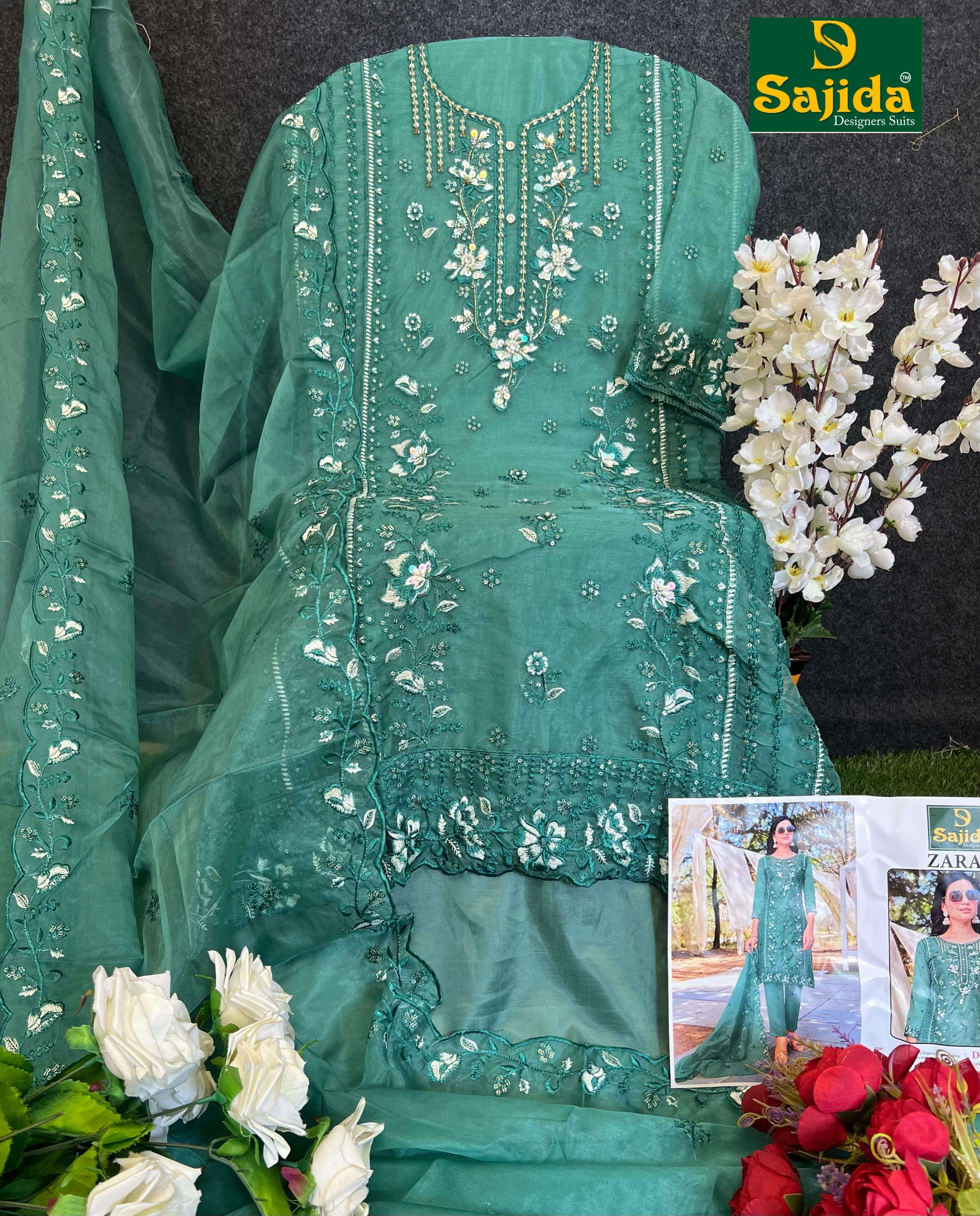 SAJIDA DESIGNER ZARA-VOL-3 1042 A-B-C-D organza wholesale suit 