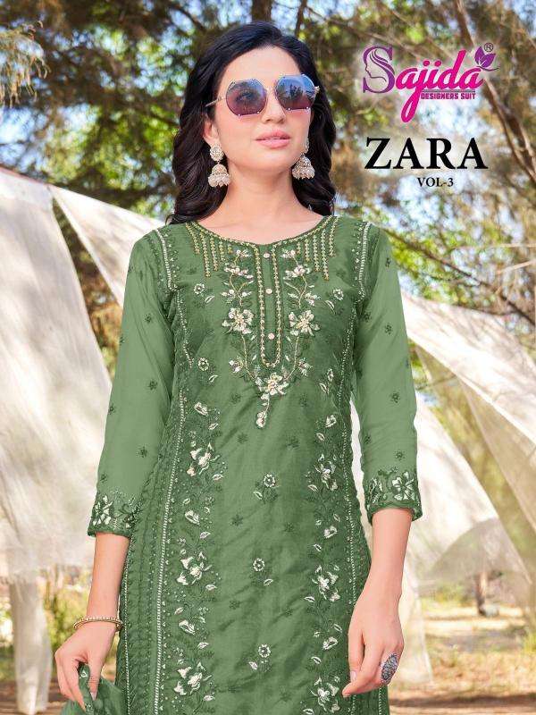 Sajida designer zara vol 3 series 1042 organza wholesale suit