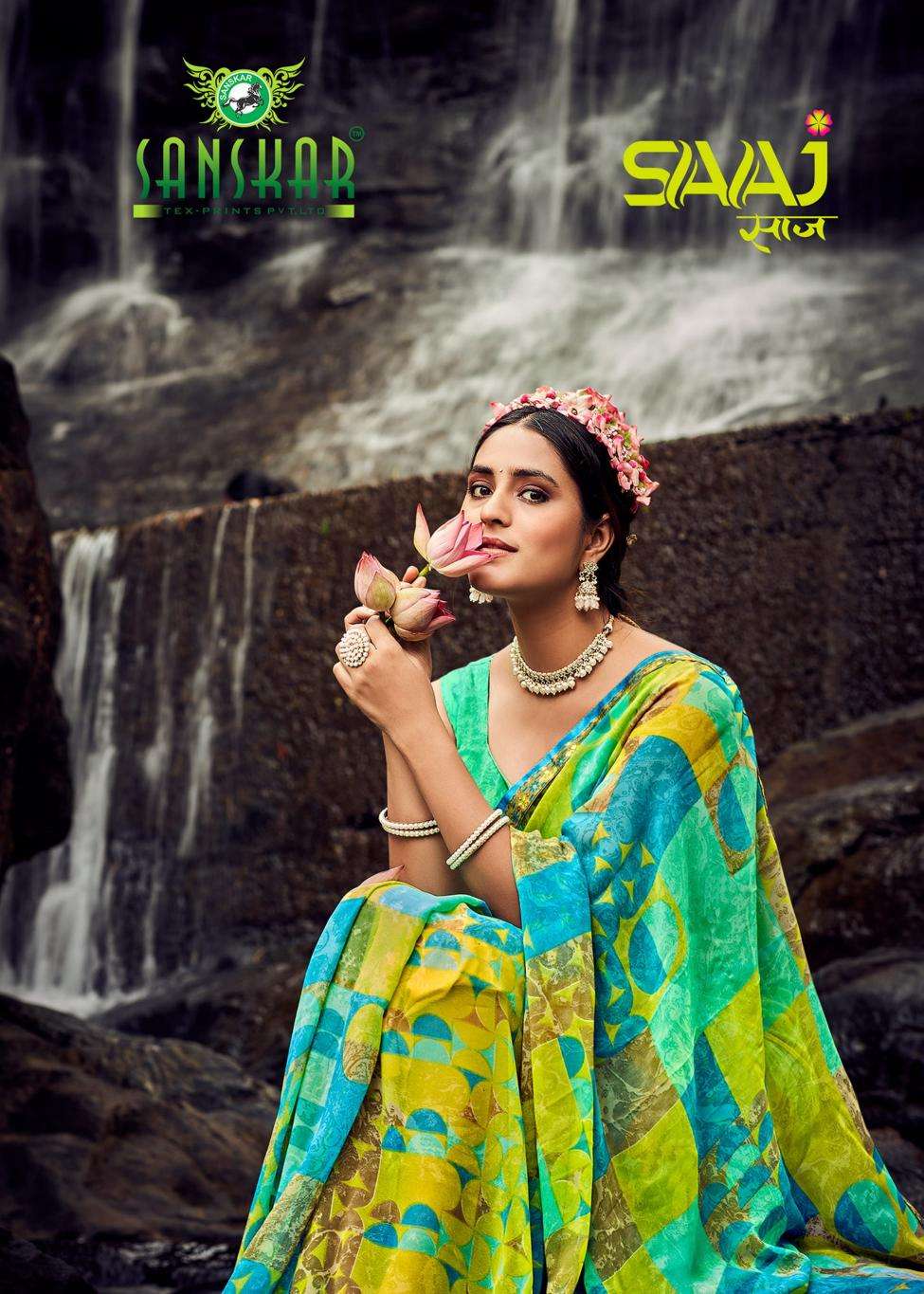 Sanskar saaj series 95001-95008 georgette wholesale saree