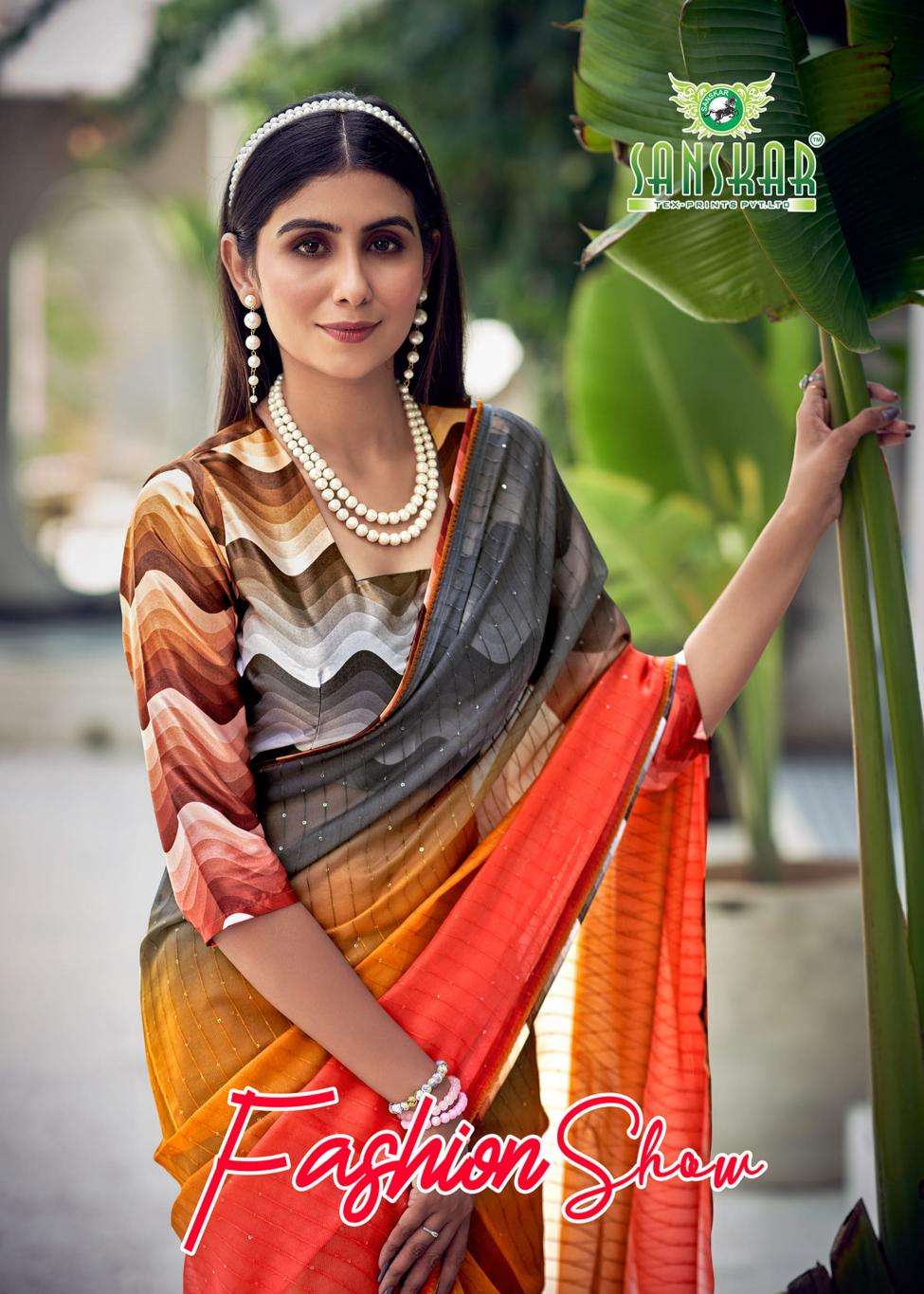Sanskar tex fashion show series 71001-71008 organza wholesale saree