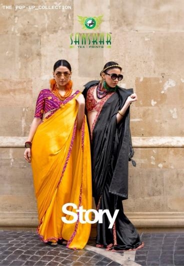 sanskar tex prints story series 51001-51008 FANCY SARTIN wholesale saree