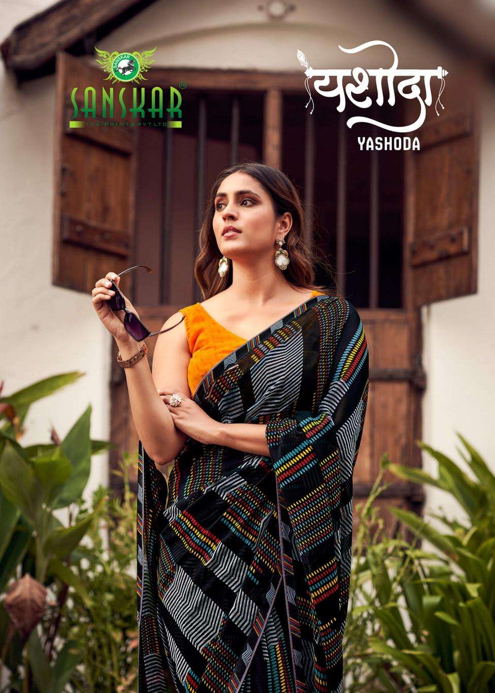 Sanskar tex yashoda series 91001-91008 georgette wholesale saree