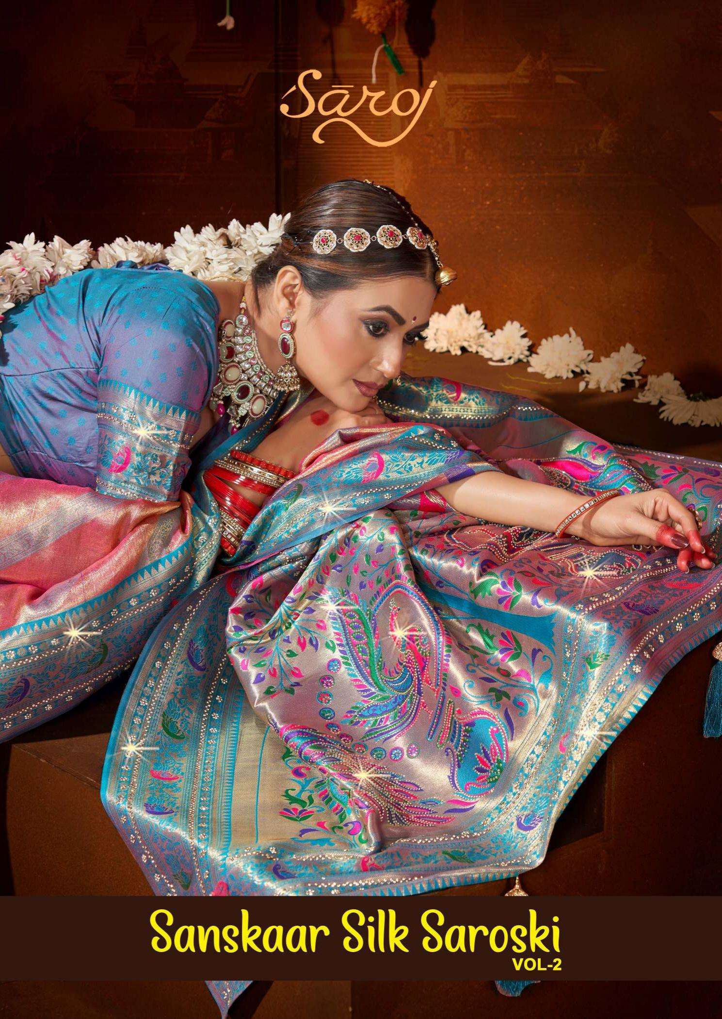 Saroj sanskaar silk saroski vol 2 series 1001-1006 fancy silk saree