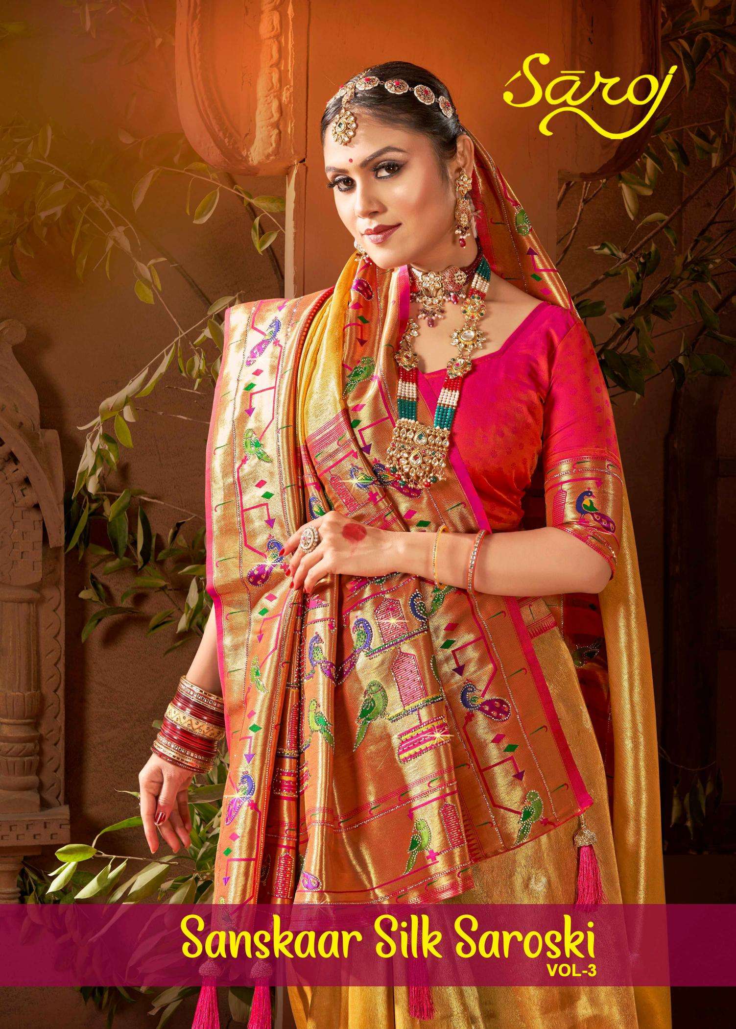 Saroj sanskaar silk saroski vol 3 series 1001-1006 fancy silk wholesale saree