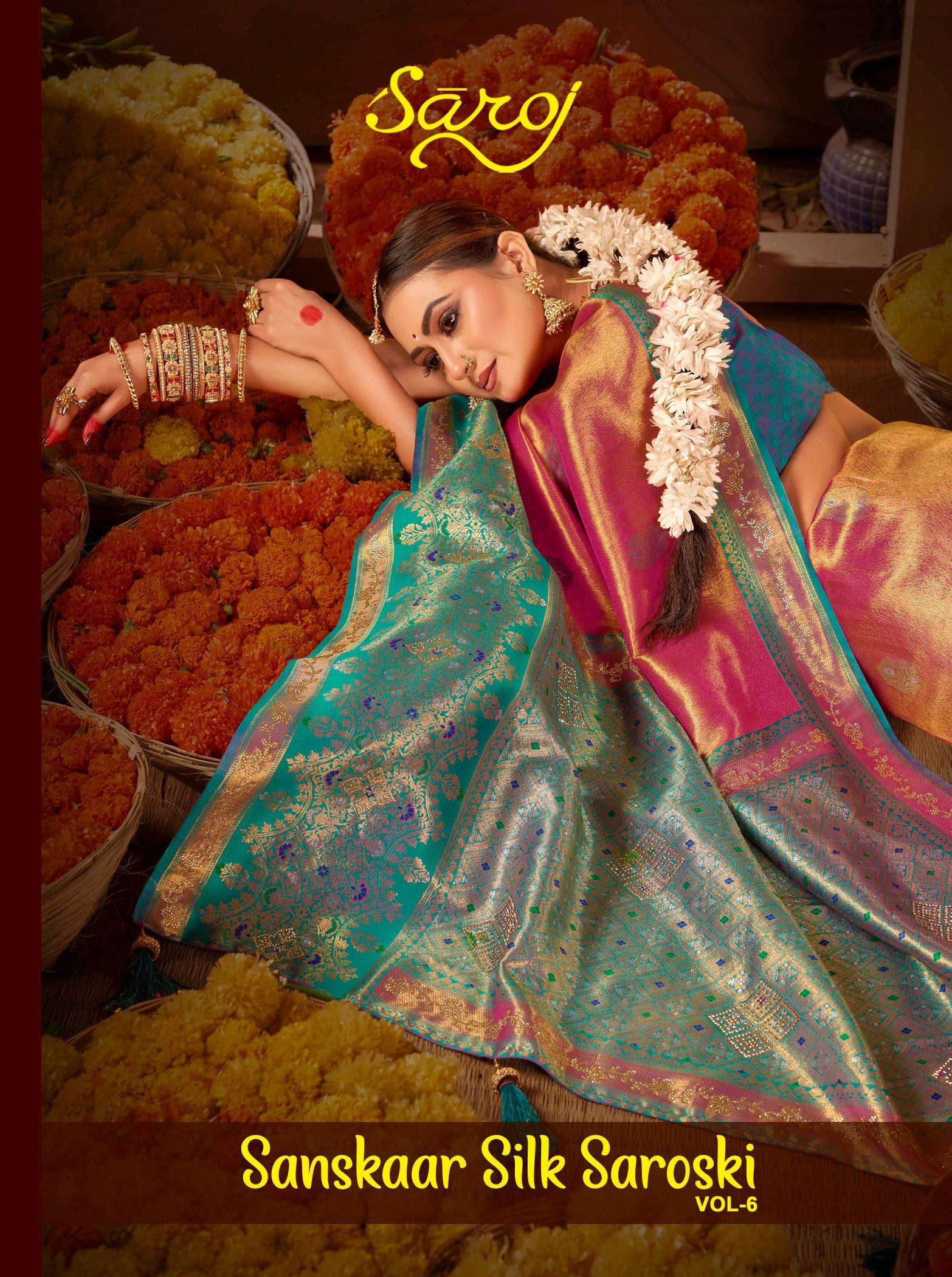 Saroj sanskaar silk saroski vol 6 series1001-1006 fancy silk wholesale saree