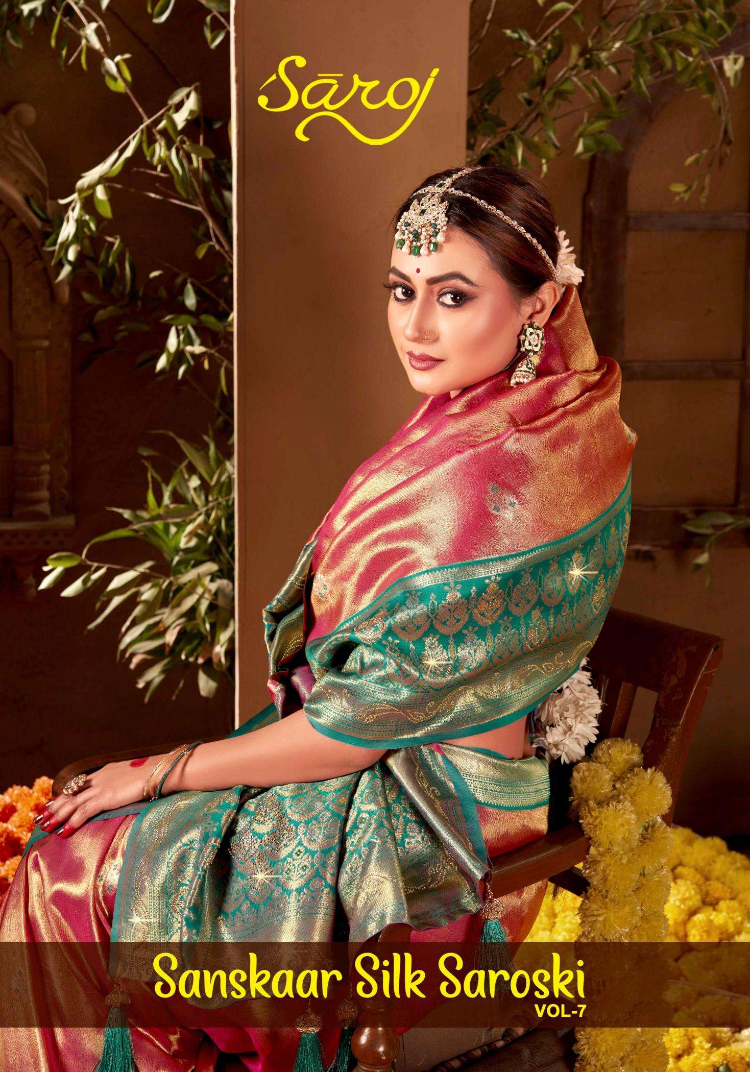 Saroj sanskaar silk saroski vol 7 series 1001-1006 fancy silk wholesale saree