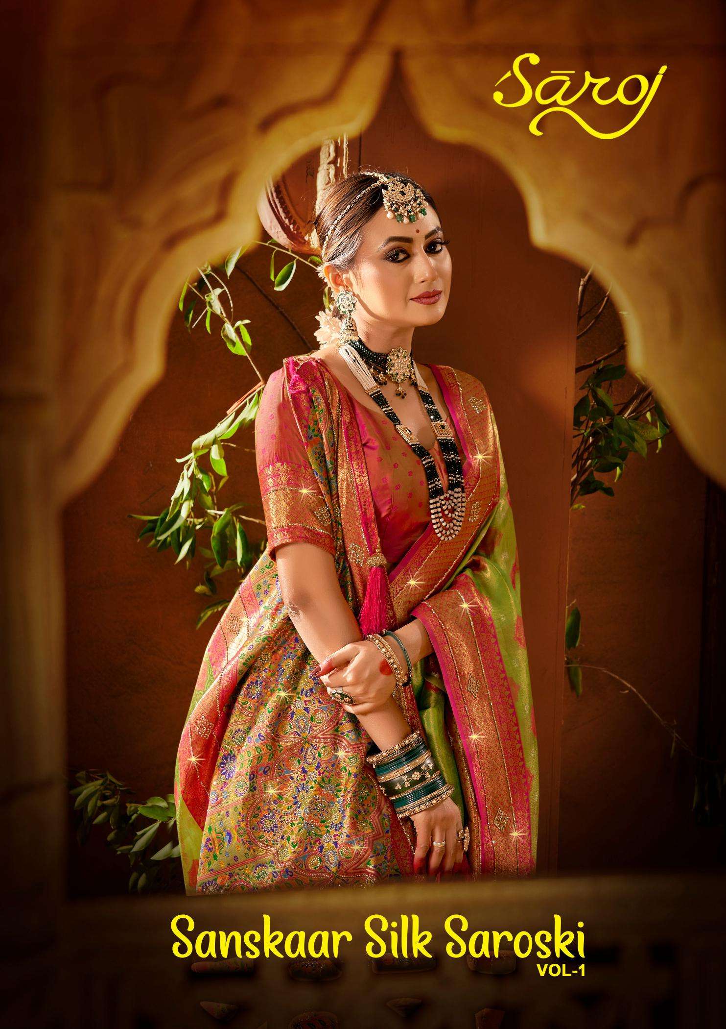 Saroj sanskar silk saroski vol 1 series 1001-1006 fancy silk wholesale saree